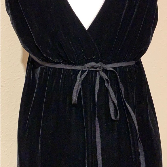 Vince Black Velvet Babydoll V Neck Empire Dress - Picture 7 of 8